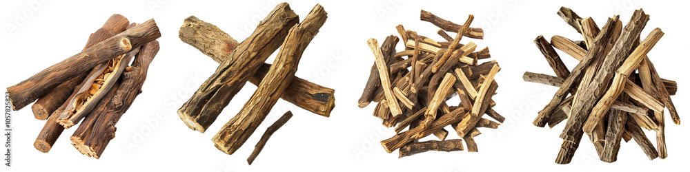 Dried Licorice Root Sticks Isolated on White Background, licorice root, licorice stick, natural sweetener, herbal medicine Dried Licorice Root Sticks Isolated on White Background, licorice root, licorice stick, natural sweetener, herbal medicine