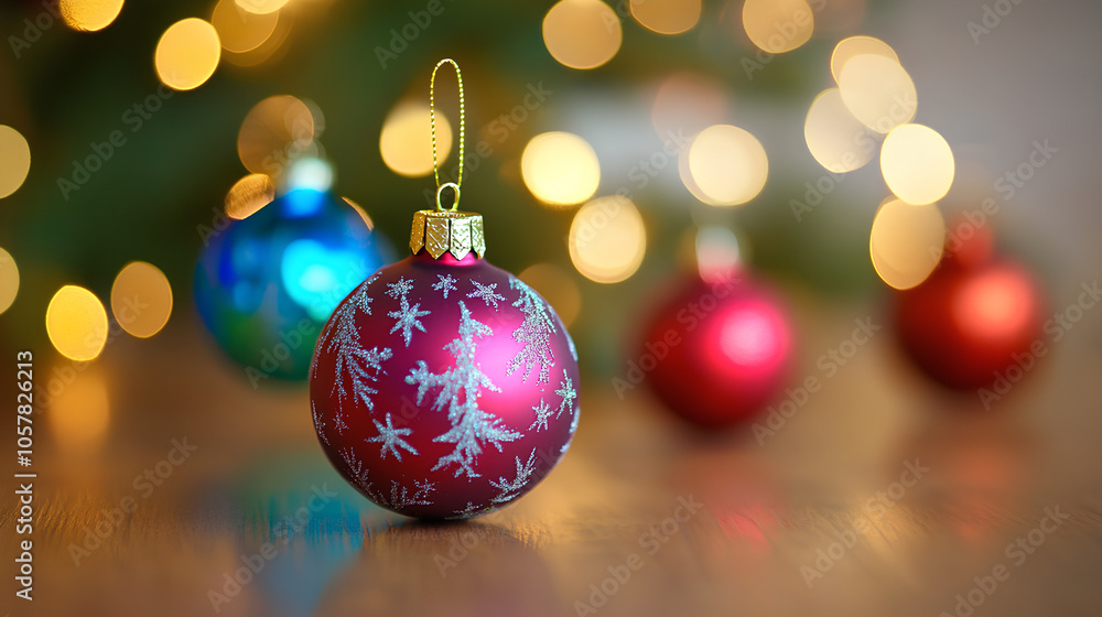 christmas balls with copy space and bokeh christmas balls with copy space and bokeh
