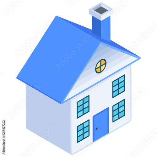 Isometric House with a Chimney