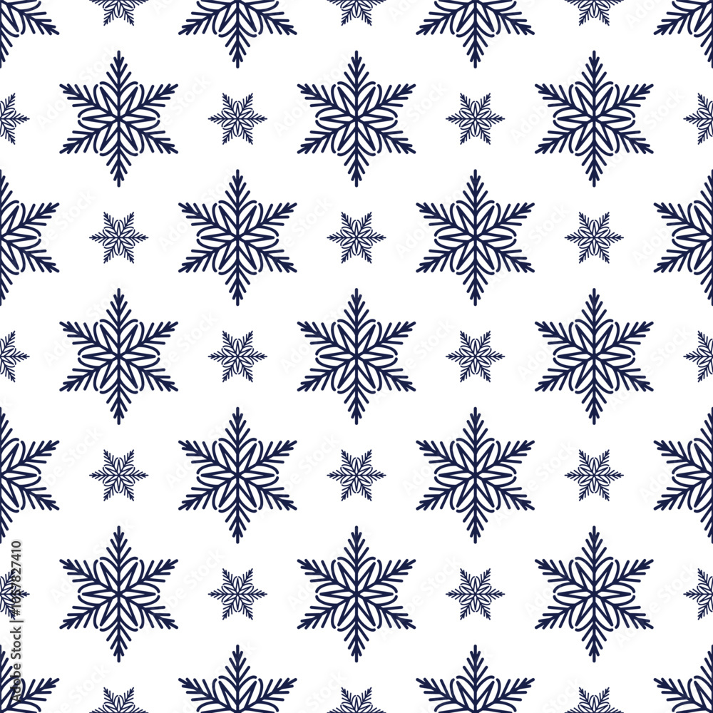 Snowflakes seamless pattern, detailed hand drawn vector line illustration. Graphic outline doodle drawing. Christmas and New Year background for frosty winter design, gift wrapping, packaging, textile Snowflakes seamless pattern, detailed hand drawn vector line illustration. Graphic outline doodle drawing. Christmas and New Year background for frosty winter design, gift wrapping, packaging, textile