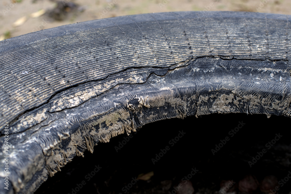 Fragment of an old truck tire