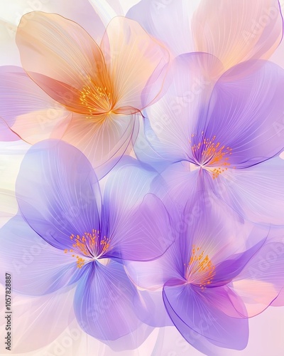 Delicate abstract floral patterns in soft shades of pink and purple for elegant backgrounds and invitations