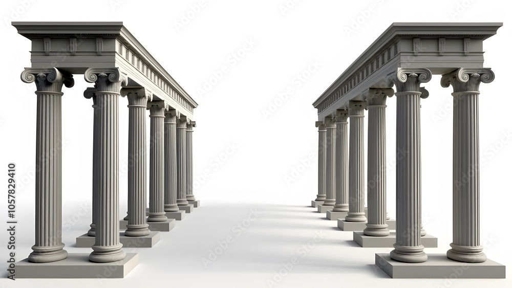 Fototapeta premium Pair of Classical Columns Isolated on White Background