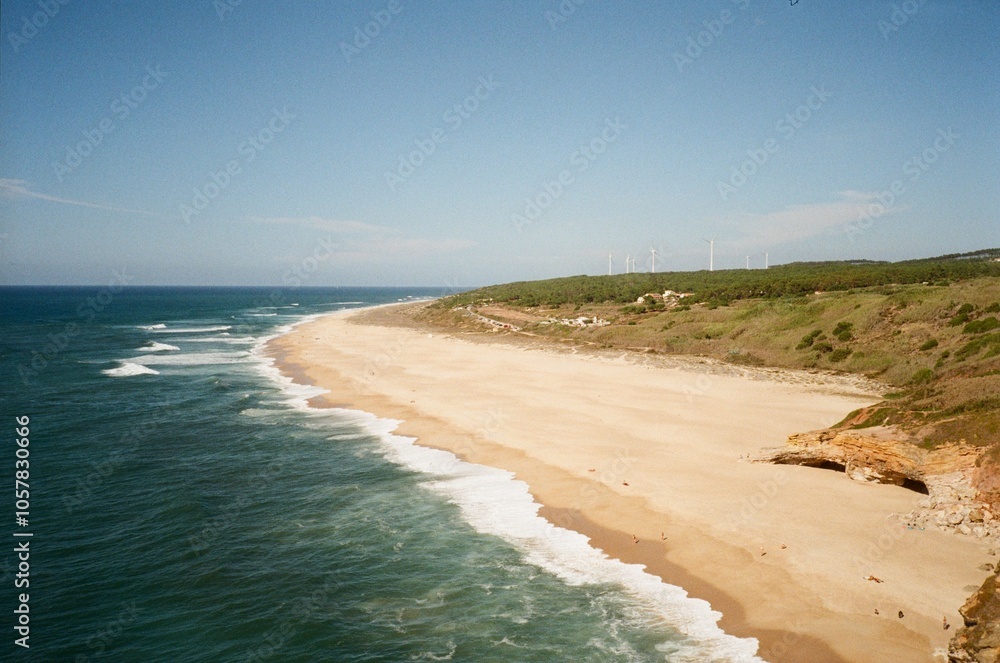 Nazare, Portugal, ocean and sandy beach