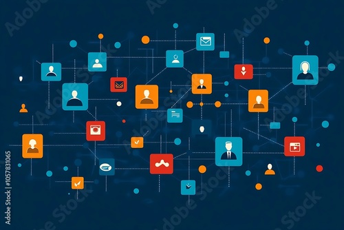 Wallpaper Mural Digital Network Illustration Interconnected People and Business Nodes Torontodigital.ca