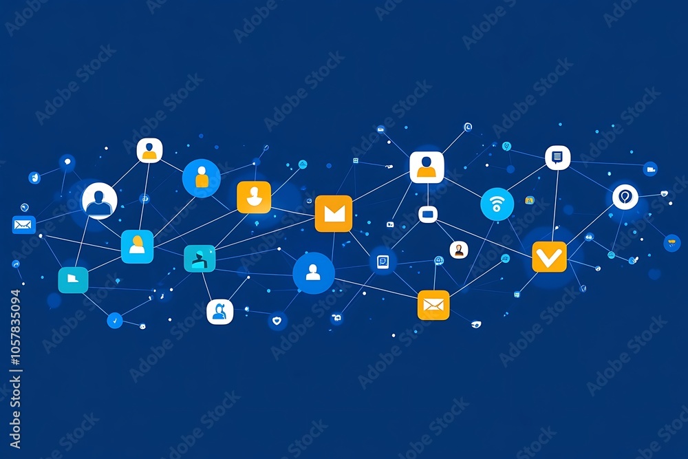 custom made wallpaper toronto digitalDigital Network of Connected Icons and Data Sharing