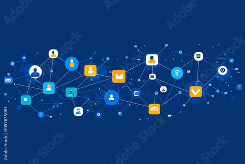 Wallpaper Mural Digital Network of Connected Icons and Data Sharing Torontodigital.ca