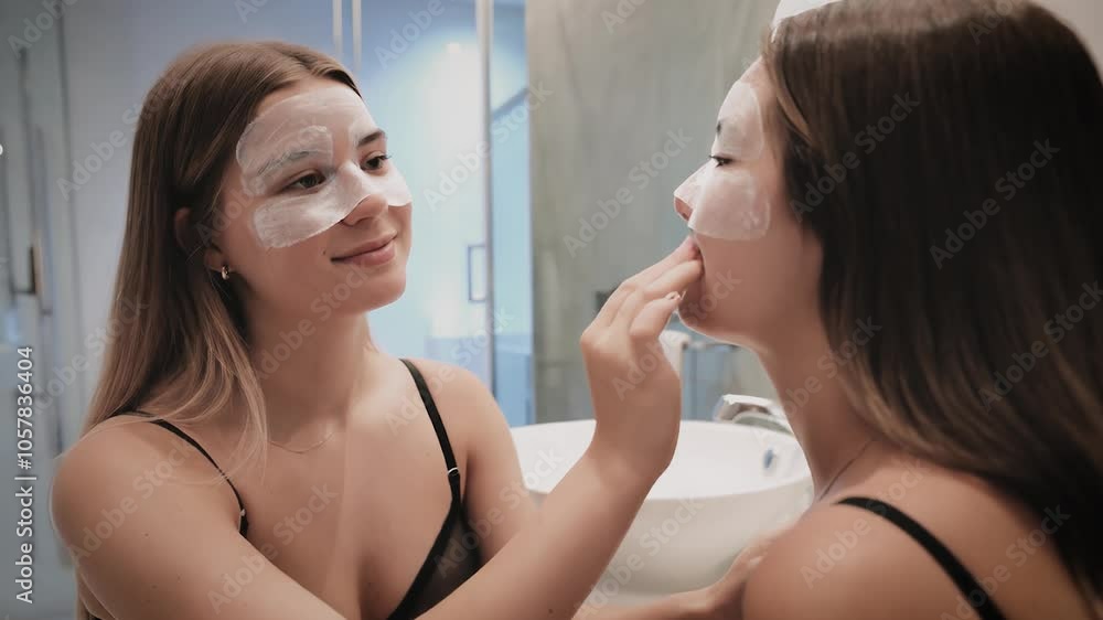 Two Caucasian Young Women, Females
Applying Clay Face Mask In The Bathroom, Skincare routine, clay facial mask
Two Caucasian Young Women, Females
Applying Clay Face Mask In The Bathroom, Skincare routine, clay facial mask