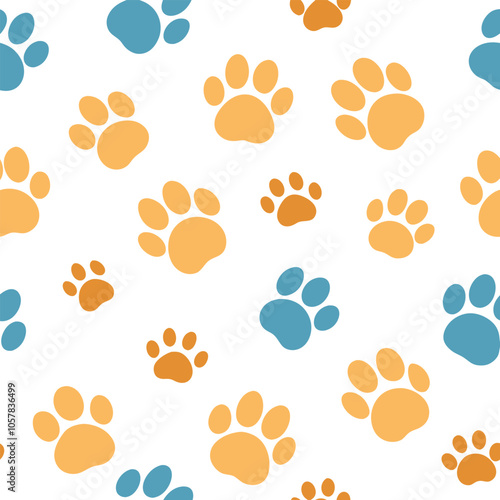 Print Playful Paw Print Seamless Pattern Colorful Animal Paw Prints for Backgrounds Textiles and Resource