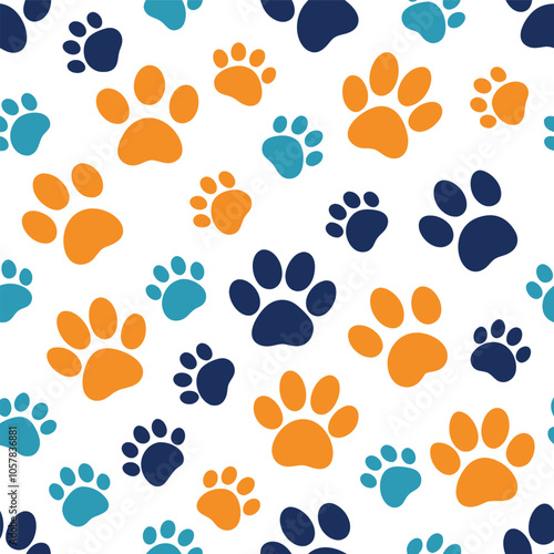 Print Playful Paw Print Seamless Pattern Colorful Animal Paw Prints for Backgrounds Textiles and Resource