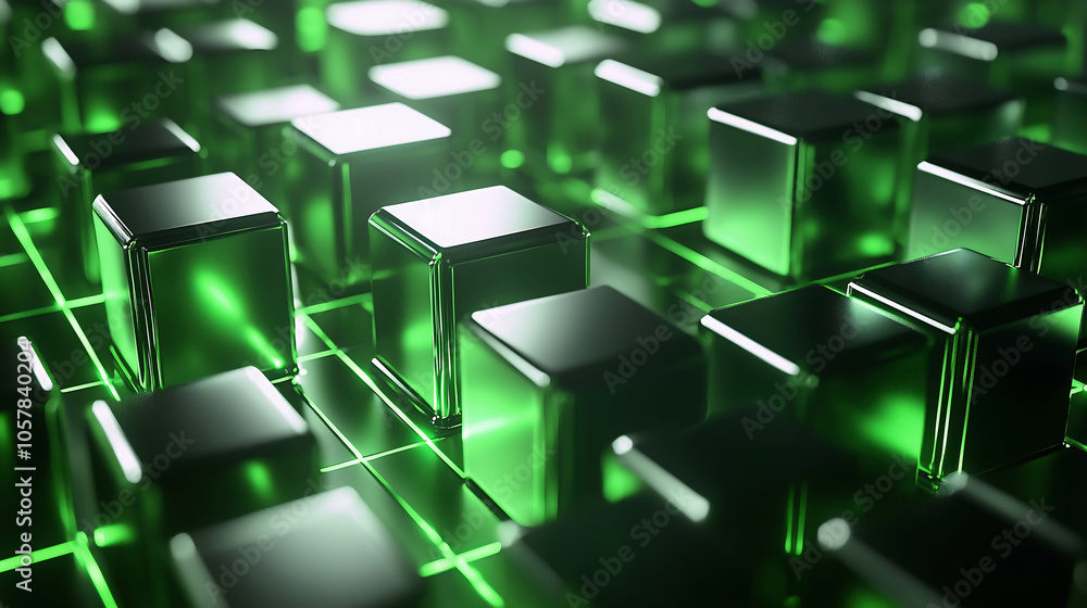 Abstract 3D Green Cubes Background Abstract 3D Green Cubes Background