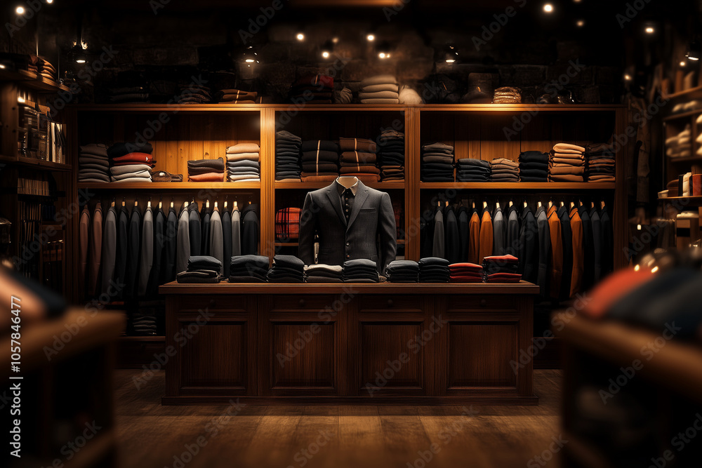 A luxurious men business suit store background.