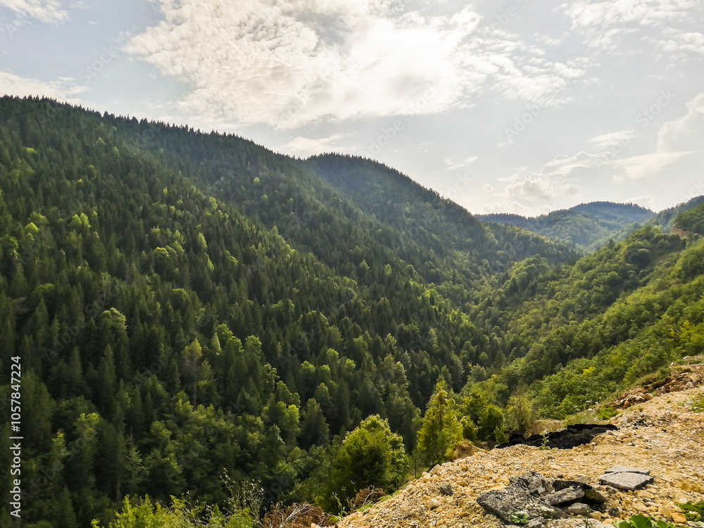 Naklejka premium Wild, mountains, meadow, relax, sky, clouds