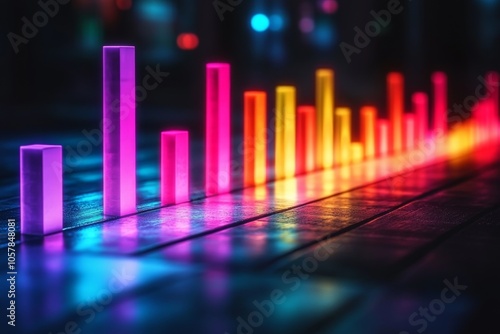 Wallpaper Mural Colorful bar chart, glowing effects, modern and sleek design Torontodigital.ca