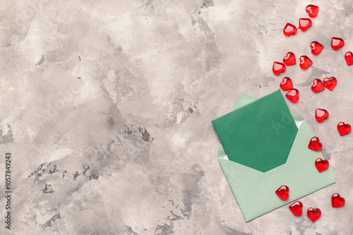 Green envelope with blank c...
