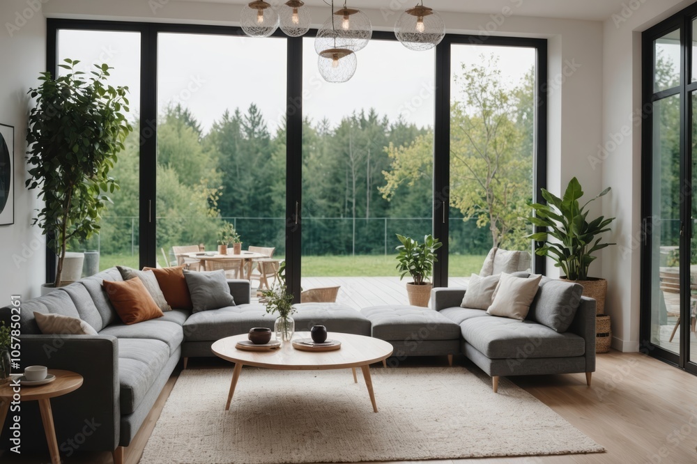 interior design with furniture, boho scandinavian style, home staging and minimalism concept interior design with furniture, boho scandinavian style, home staging and minimalism concept