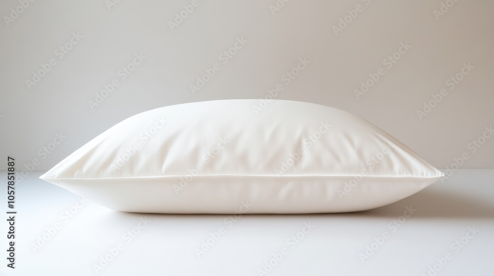 Soft white pillow on a minimalist surface in a calm indoor setting during daylight hours Soft white pillow on a minimalist surface in a calm indoor setting during daylight hours