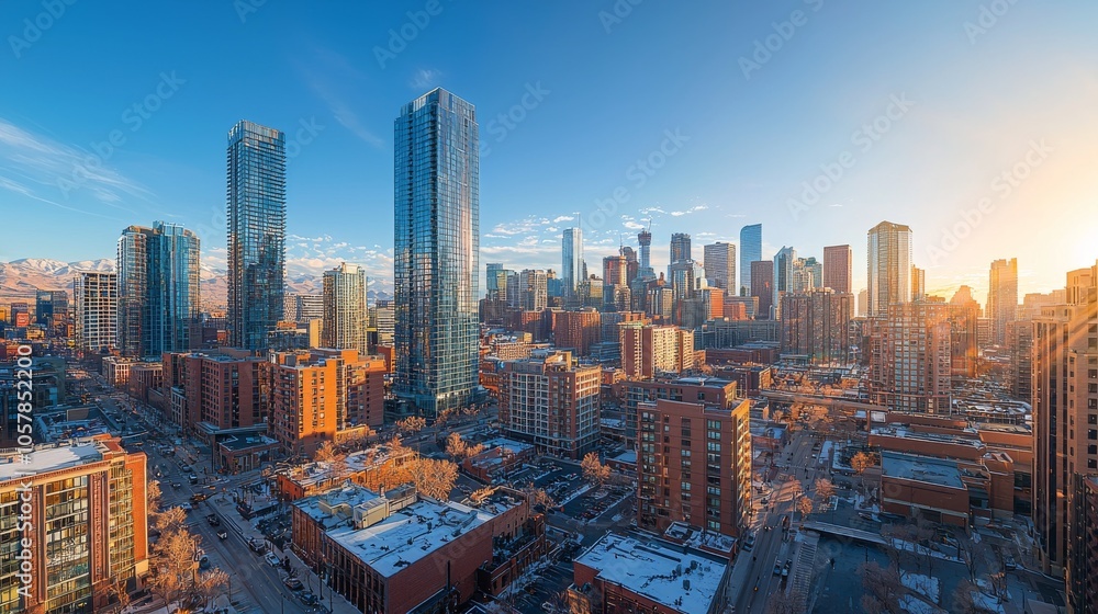 Fototapeta premium City Skyline with High-Rises at Sunset