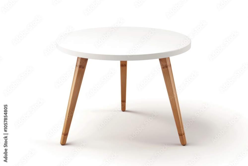 Round white coffee table isolated on white background. Round white coffee table isolated on white background.