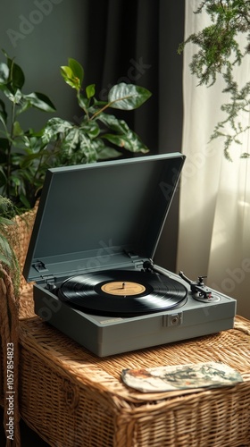 Listening to vinyl records by the window while surrounded by greenery in the ...