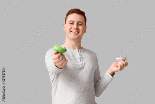 Young man with hair scalp m...