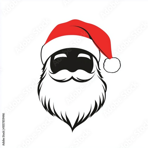 A minimalistic, front-facing silhouette of Santa Claus's head against a plain white background.