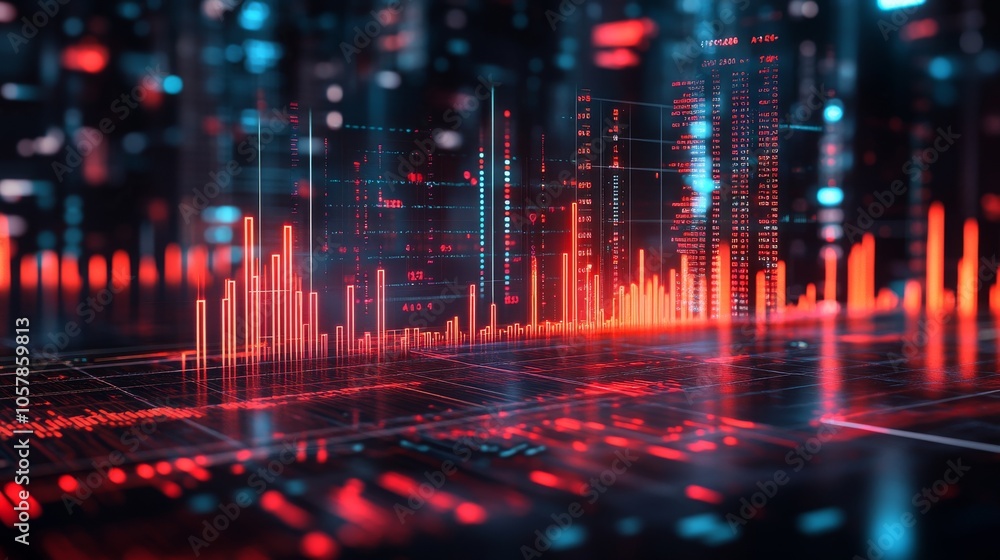 A futuristic digital dashboard displaying real-time stock market trends A futuristic digital dashboard displaying real-time stock market trends