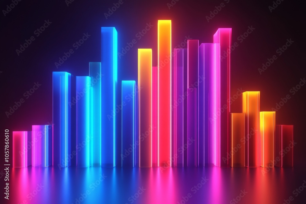 Abstract 3D bar chart, colorful and sleek, data visualization, modern design Abstract 3D bar chart, colorful and sleek, data visualization, modern design