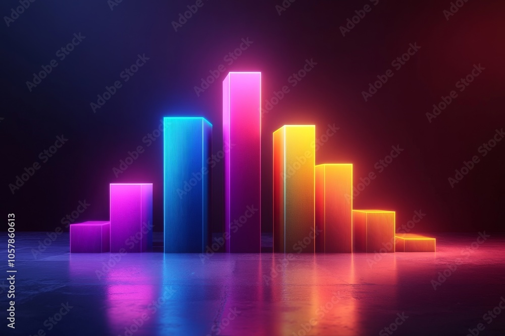 Abstract 3D bar chart, colorful and sleek, data visualization, modern design Abstract 3D bar chart, colorful and sleek, data visualization, modern design