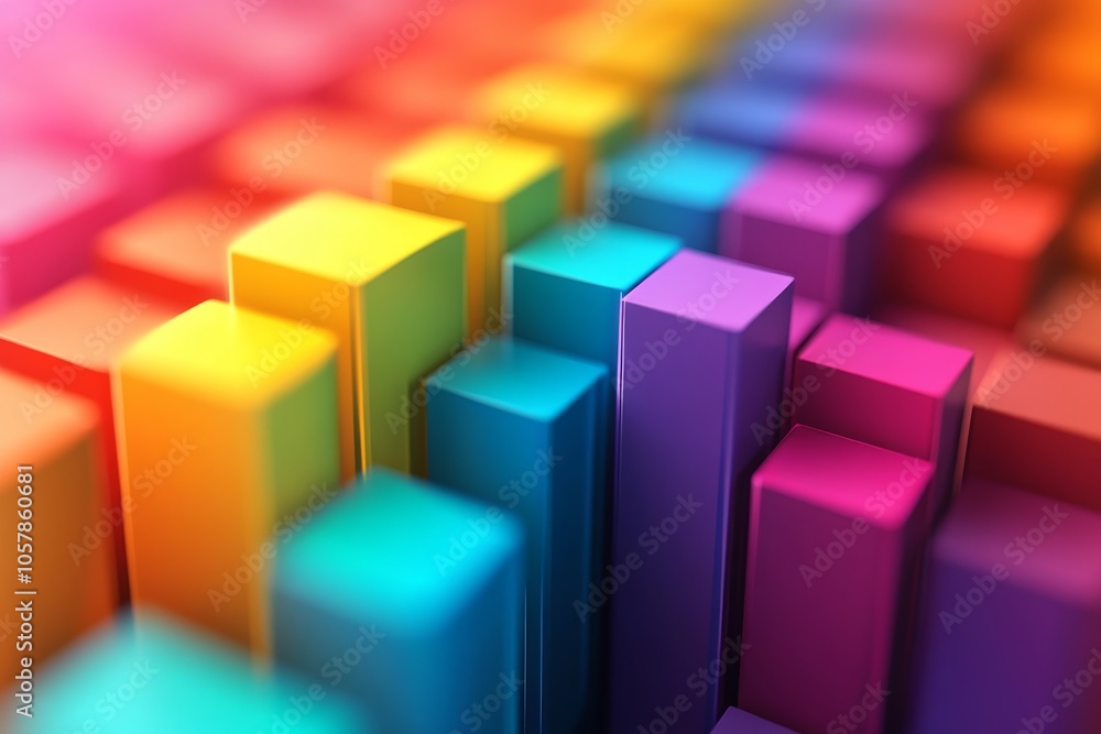 Fototapeta premium Abstract 3D bar chart, colorful and sleek, data visualization, modern design
