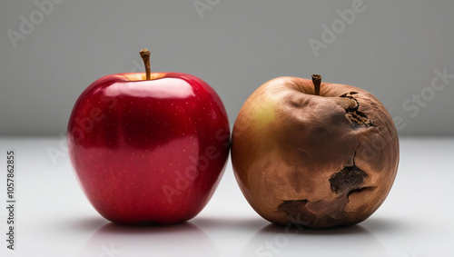 red apple and rotten