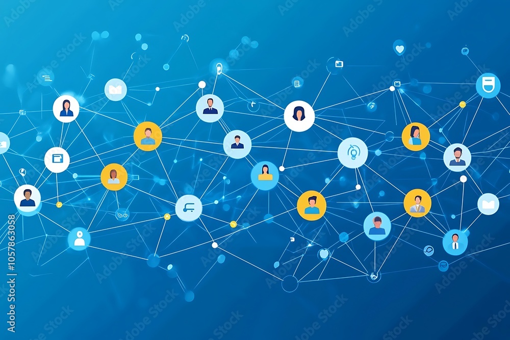 Global Network of Users Connected by Lines and Nodes Global Network of Users Connected by Lines and Nodes