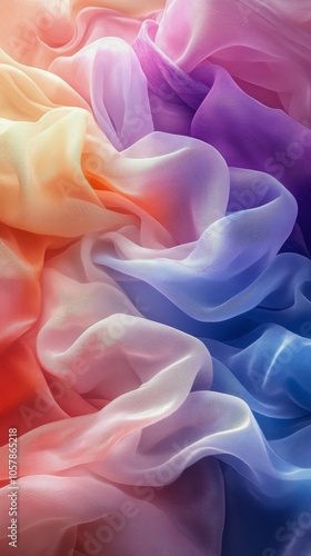 Soft waves of pastel fabric creating an elegant texture with gentle colors bl...