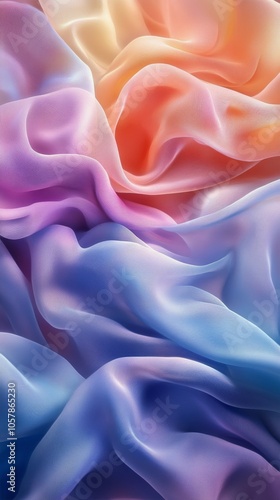Soft waves of pastel fabric creating an elegant texture with gentle colors bl...