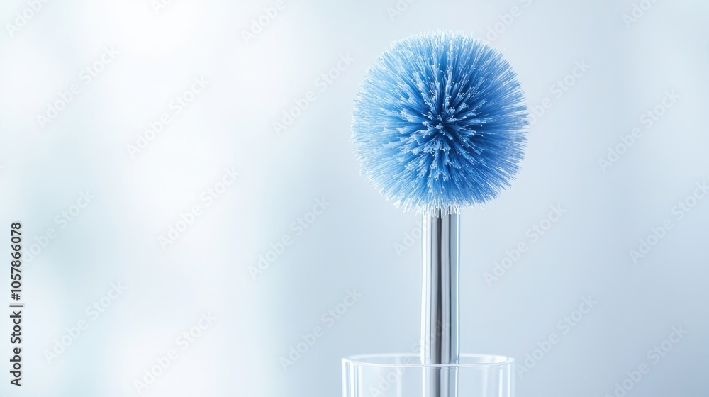 A blue cleaning brush with a round head, designed for effective scrubbing. A blue cleaning brush with a round head, designed for effective scrubbing.
