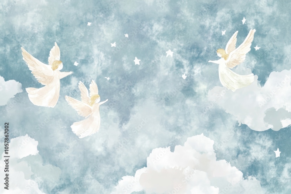 Christmas Angels in the Sky: Heavenly Scene for Holiday Decor and Design Christmas Angels in the Sky: Heavenly Scene for Holiday Decor and Design