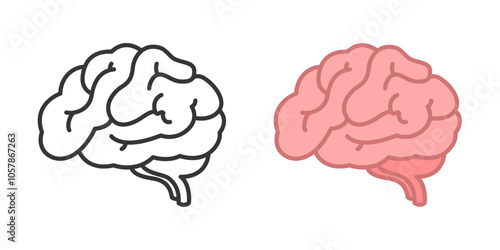 Human brain icon set. Thinking, mind refresh, brain health, creative vector human brain illustration.