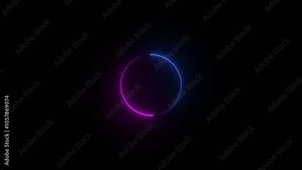 Neon glow circle frame. Abstract glowing neon loading bar circle animated background. Neon glow circle frame. Abstract glowing neon loading bar circle animated background.