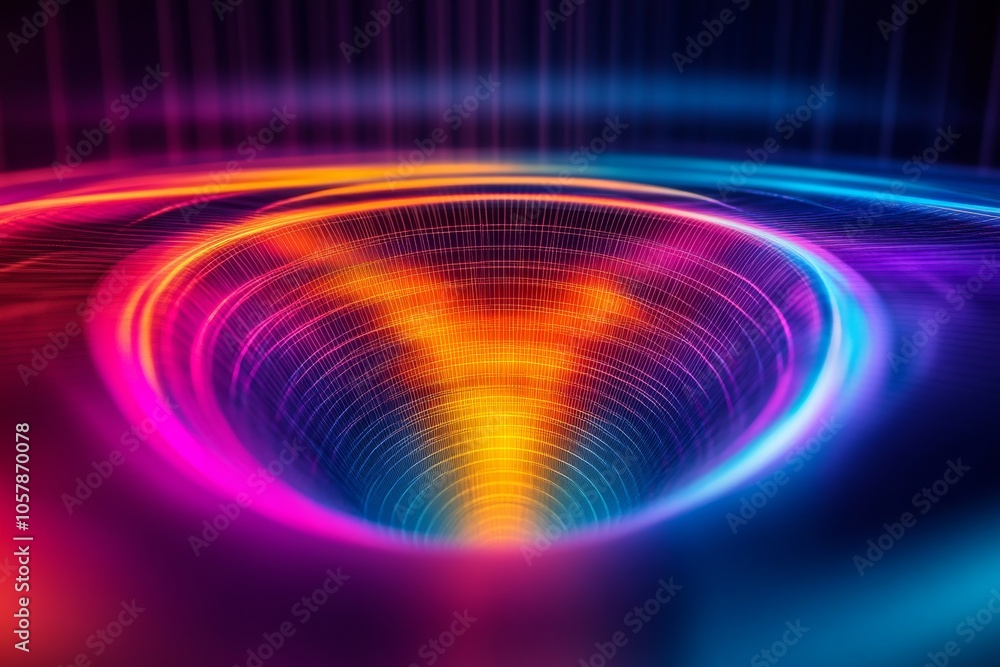 Colorful funnel chart, neon effects, abstract background, conceptual data Colorful funnel chart, neon effects, abstract background, conceptual data