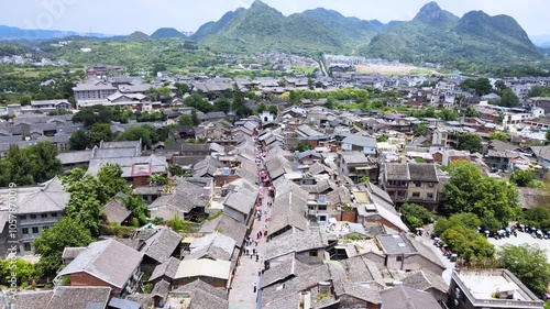 Guizhou Guiyang Qingyan Ancient Town 4K Aerial Photography photo