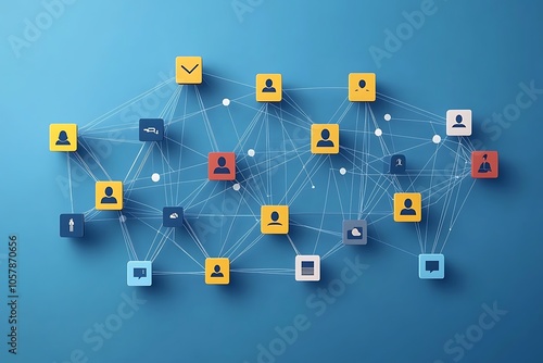 Interconnected Users in a Digital Network Illustration