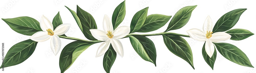Obraz premium Rare Botanical Illustration of Exotic Flower and Leaves