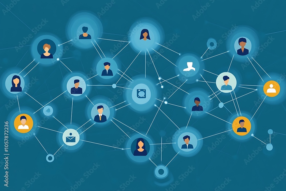 Social Media Network - Connected People and Data Illustration Social Media Network - Connected People and Data Illustration