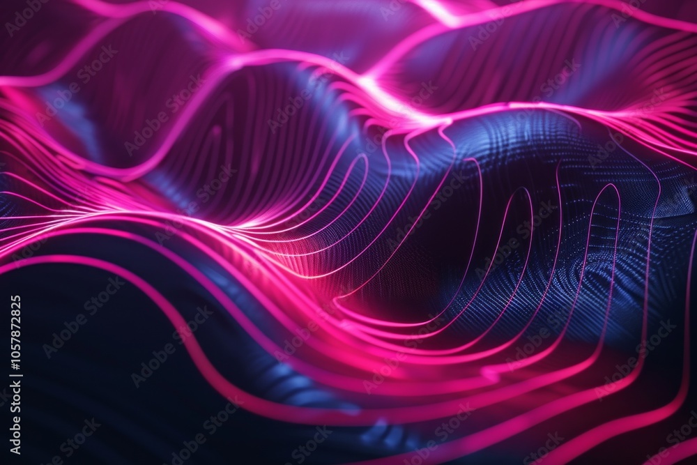 Experience the elegance of a wave of glowing lines, small particles flowing seamlessly in an abstract design. Neural network ai generated art Experience the elegance of a wave of glowing lines, small particles flowing seamlessly in an abstract design. Neural network ai generated art