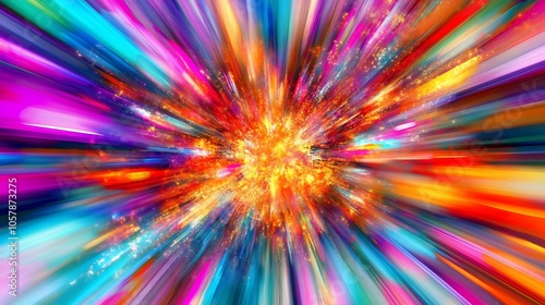 The explosion of color and light in this photo is a true feast for the eyes, with its dynamic motion and bright, vibrant hues colliding in a breathtaking display of abstract beauty.