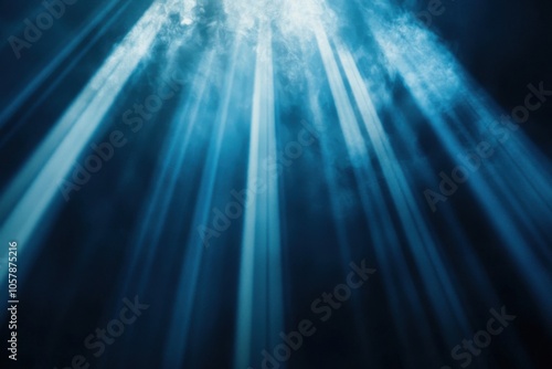Obraz na płótnie Display of azure vertical light beams against a dim background w salonie