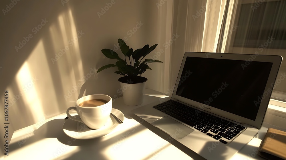 Modern Minimalistic Concrete Coworking Office room with Blank Walls, High Ceilings,and Mockup Frame