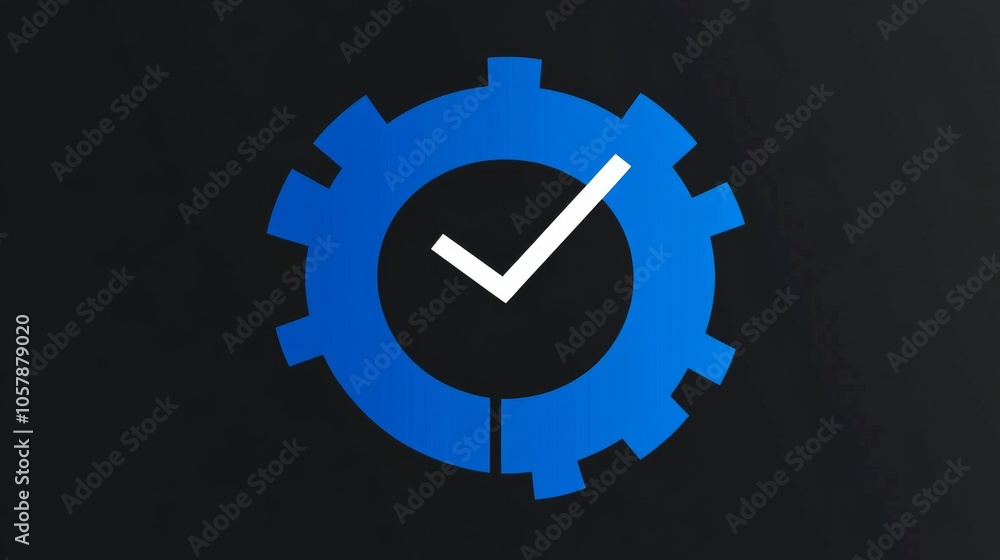 Blue gear icon with a white check mark, representing successful configuration or completion. Blue gear icon with a white check mark, representing successful configuration or completion.