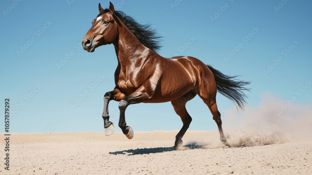 Majestic Wild Mustang Galloping in Desert Landscape - Raw Beauty and Freedom of Livestock in Nature Majestic Wild Mustang Galloping in Desert Landscape - Raw Beauty and Freedom of Livestock in Nature