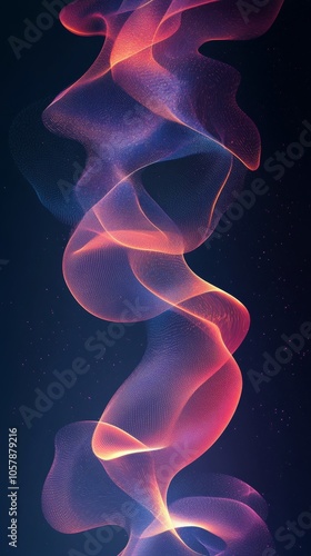 Ethereal abstract design featuring flowing colors in vibrant hues against a d...